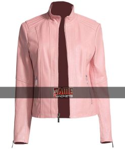 Women's New Style Casual Pink Leather Jacket
