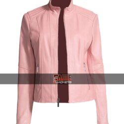 Women's New Style Casual Pink Leather Jacket