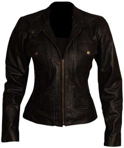 Black Women Slim Fit Biker Leather Jacket