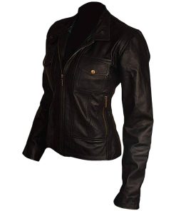 Alternative view of Black Women Slim Fit Biker Leather Jacket