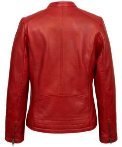 Alternative view of Women Genuine Red Leather Biker Jacket