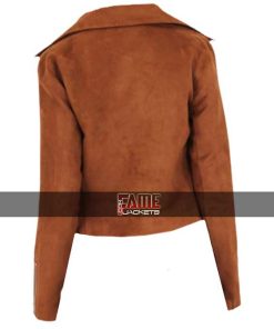 Alternative view of Women's New & Trendy Brown Suede Leather Biker Jacket