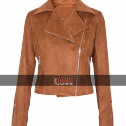 Women's New & Trendy Brown Suede Leather Biker Jacket