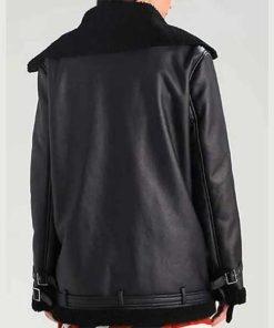 Alternative view of Womens Oversized Black Aviator Shearling Leather Jacket