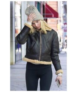 Alternative view of Womens Cropped Aviator Shearling Leather Jacket