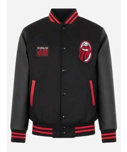 AC Milan X Rolling Stones Black Varsity Jacket