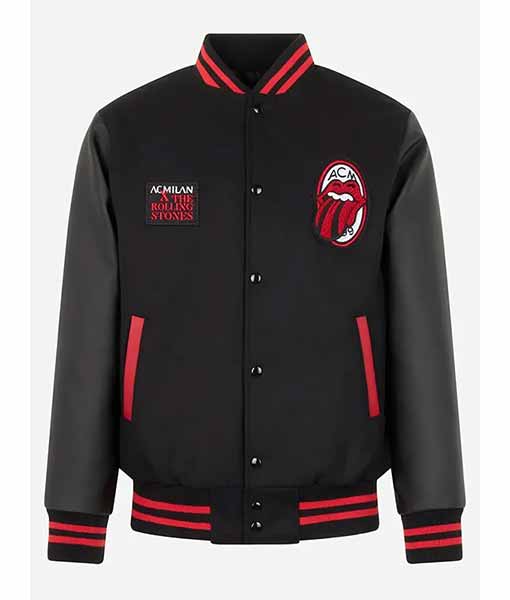 AC Milan X Rolling Stones Black Varsity Jacket