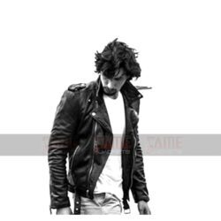 Adam Driver Mens Black Biker Jacket