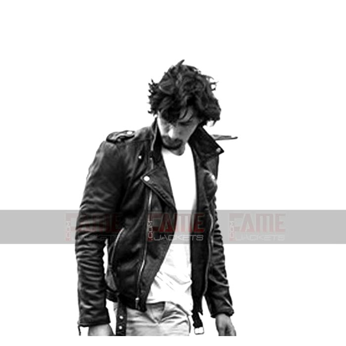 Adam Driver Mens Black Biker Jacket