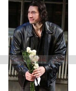 Adam Driver Casual Men's Black Leather Bomber Jacket