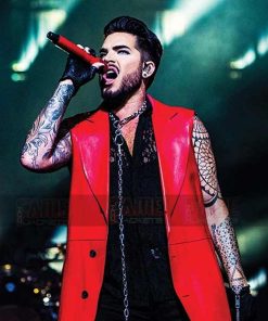 Adam Lambert Concert 2020 Red Leather Coat