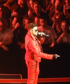 Alternative view of Adam Lambert Concert 2020 Red Leather Jacket
