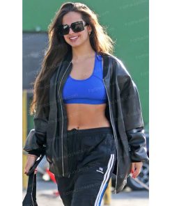 Alternative view of Addison Rae Baggy Style Leather Bomber Jacket