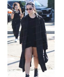 Addison Rae Women Black Cotton Coat