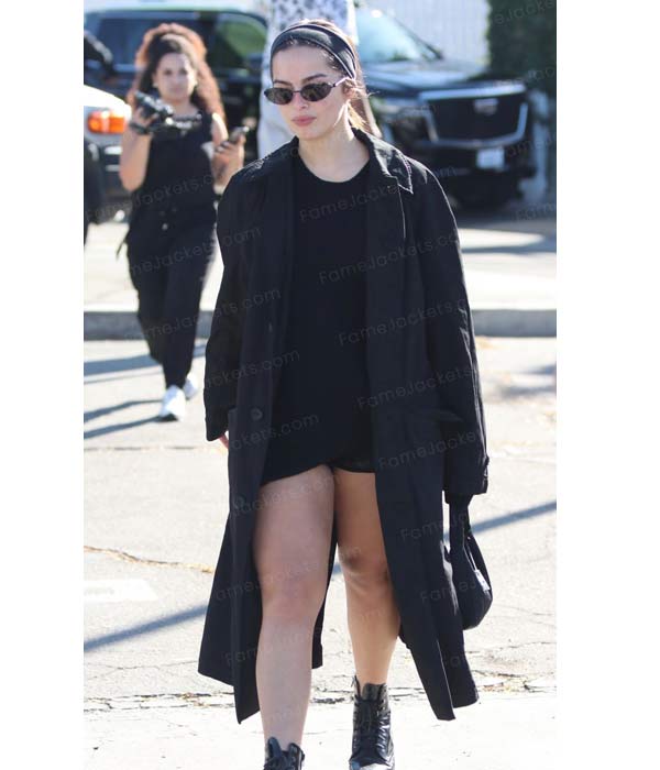 Addison Rae Women Black Cotton Coat