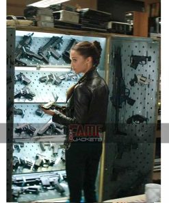 Alternative view of Alicia Vikander Tomb Raider Black Leather Biker Jacket