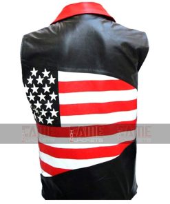 Alternative view of American Flag Mens Womens Leather Biker Vest