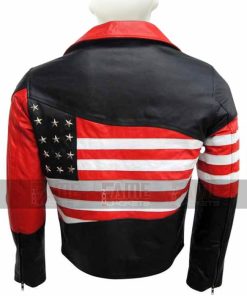 Alternative view of Leather American Flag Jacket for Men & Women