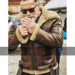 Arnold Schwarzenegger Aviator RAF B3 Shearling Leather Flight WW2 Bomber Jacket
