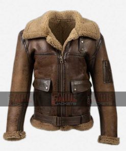 Alternative view of Arnold Schwarzenegger Aviator RAF B3 Shearling Leather Flight WW2 Bomber Jacket