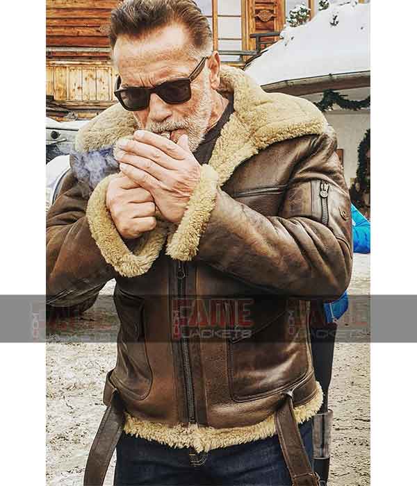 Arnold Schwarzenegger Aviator RAF B3 Shearling Leather Flight WW2 Bomber Jacket