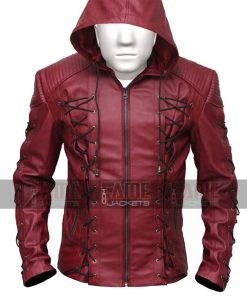 Arsenal Red Arrow Hooded Leather Jacket