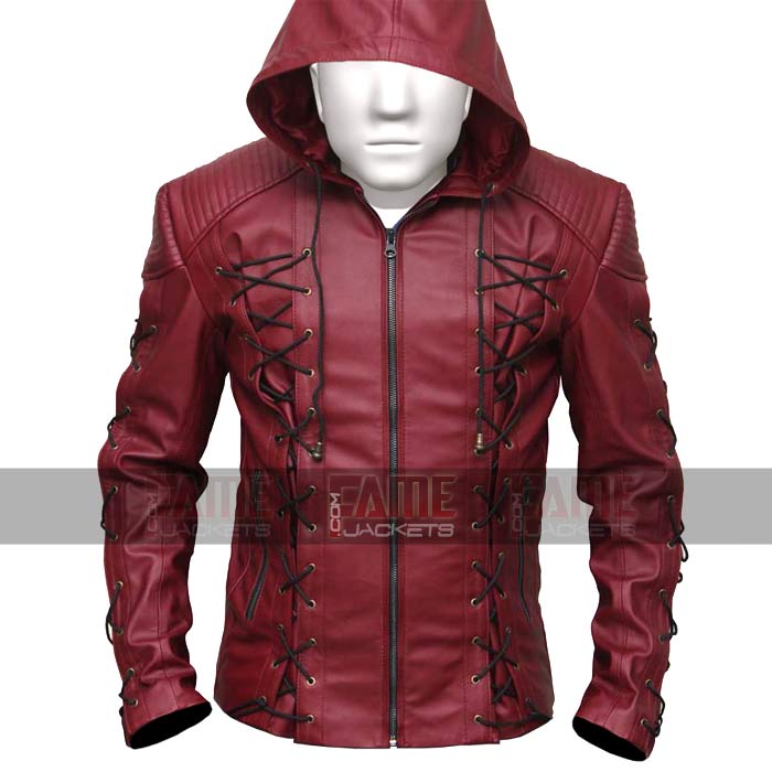 Arsenal Red Arrow Hooded Leather Jacket