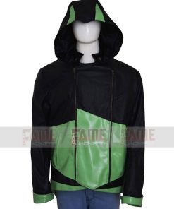 Assassins Creed 3 Unisex Green Black Leather Hooded Jacket