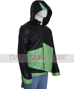 Alternative view of Assassins Creed 3 Unisex Green Black Leather Hooded Jacket