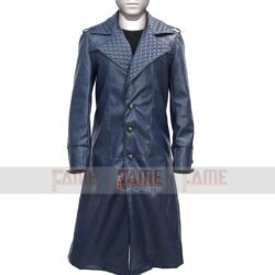 Assassins Creed Coat in Quilted Blue Leather for Winters
