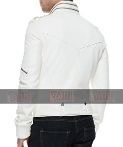 Alternative view of Attractive Zipper Style White Leather Biker Jacket