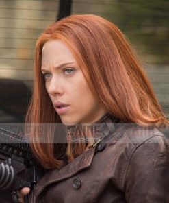 Alternative view of Avengers Scarlett Johansson Brown Leather Jacket