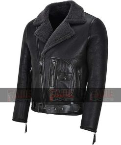 Alternative view of Black Aviator Jacket In Genuine Cowhide Leather For Men