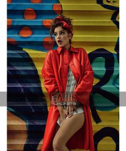 Red Leather Coat Women cheap