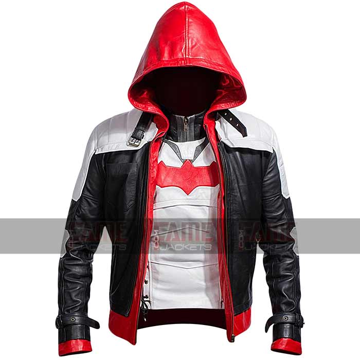 Men Batman Logo Red Hooded Jacket