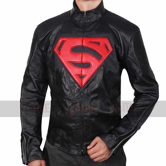 Batman vs Superman Black Leather Jacket With Logo
