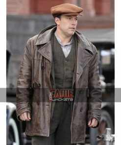 Ben Affleck Vintage Brown Waxed Real Leather Coat in Live By Night