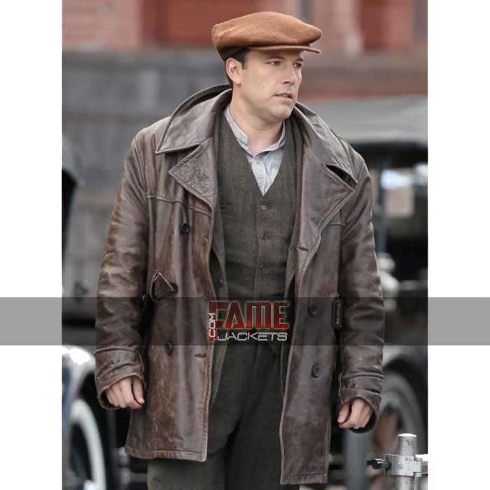 Ben Affleck Vintage Brown Waxed Real Leather Coat in Live By Night
