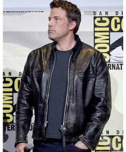 Alternative view of Ben Affleck Distressed Real Black Leather Jacket Sale