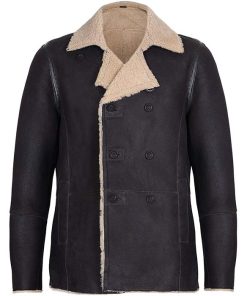 Mid Length Coat for Mens in Brown Sheepskin Fur For Winter