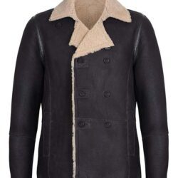 Mid Length Coat for Mens in Brown Sheepskin Fur For Winter