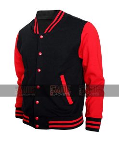 Black And Red High School Letterman Varsity Jacket On Sale