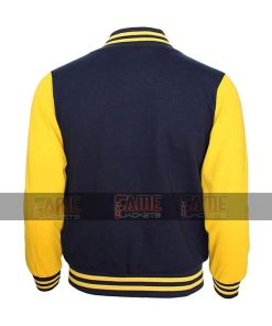 Alternative view of Men Varsity Letterman College Jacket In Navy And Yellow