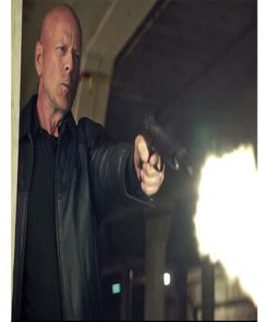 Alternative view of Bruce Willis Acts Of Violence Casual Black Real Leather Jacket