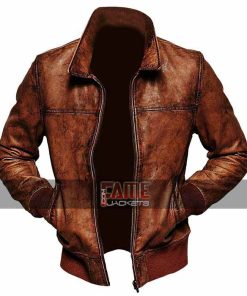 Cafe Racer Men Vintage Biker Distressed Brown Leather Jacket