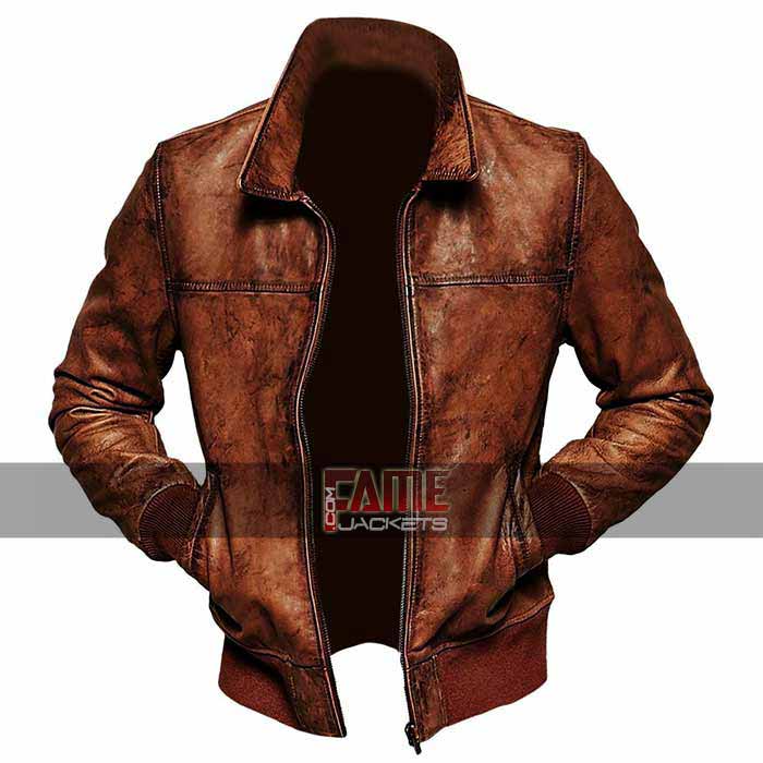 Cafe Racer Men Vintage Biker Distressed Brown Leather Jacket