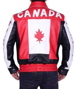 Canadian Flag Multi Color Bomber Biker Leather Jacket