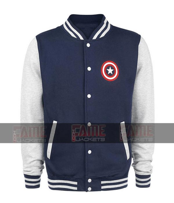 Captain America Varsity Jacket With Logo For Men