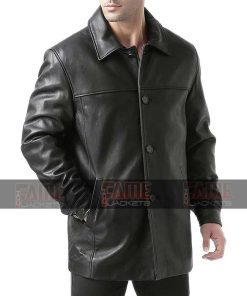 Alternative view of Mens Black Sheepskin Leather Car Coat