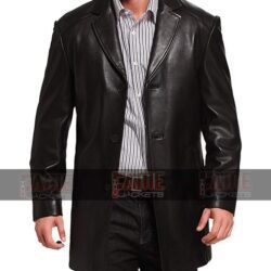 Black Sheepskin Leather Car Coat For Men On Sale